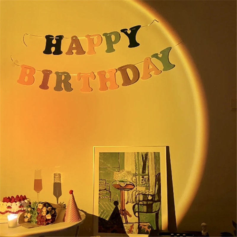 落日灯投影生日快乐派对布置拍照道具网红变色ins风黎明破晓氛围