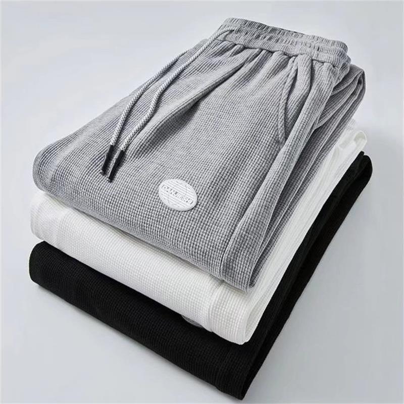   Waffle Sweatpants Men's oose Fashion Brand All-Matching Casual Sports Ins High Street Autumn and Winter Fleece-ined Thick Style Ankle Banded Pants