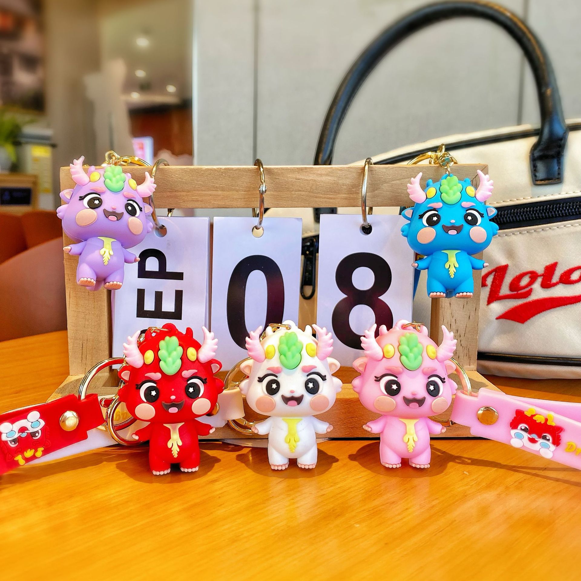 2024 National Fashion Dragon Year Keychain Pendant Cute Little Dragon Doll Schoolbag Ornaments Car Small Gift Ornaments Wholesale