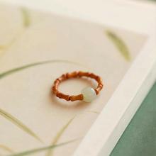 天然橄榄壳竹节戒指和田玉老型珠晴水直播间珠宝货源首饰品