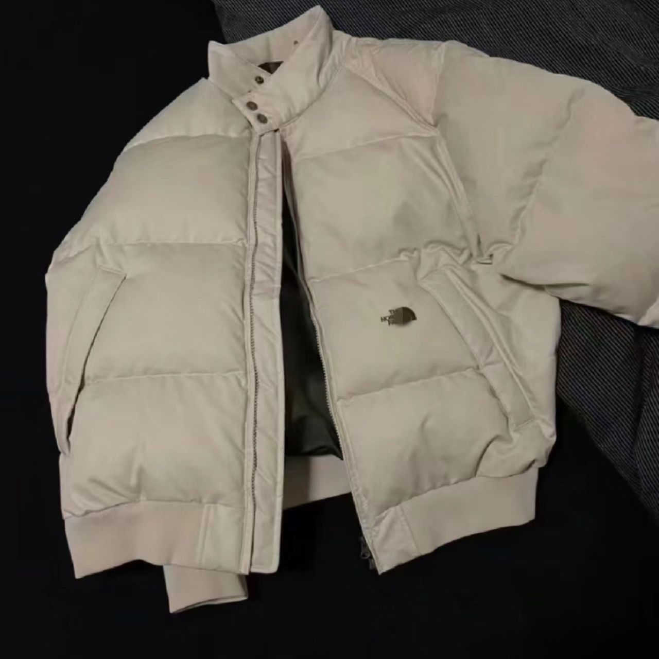 23w tnf紫标光电子纯色拉链立领户外防水厚款羽绒服-阿里巴巴