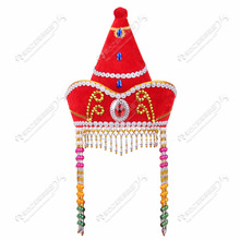 女士蒙古族头饰 蒙古帽子 蒙古族尖顶帽 演出服装配饰民族舞蹈帽