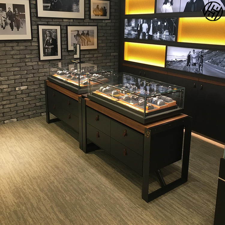 高档商场珠宝手表展示柜展柜定制带灯桌面名表玻璃柜金属手表柜台