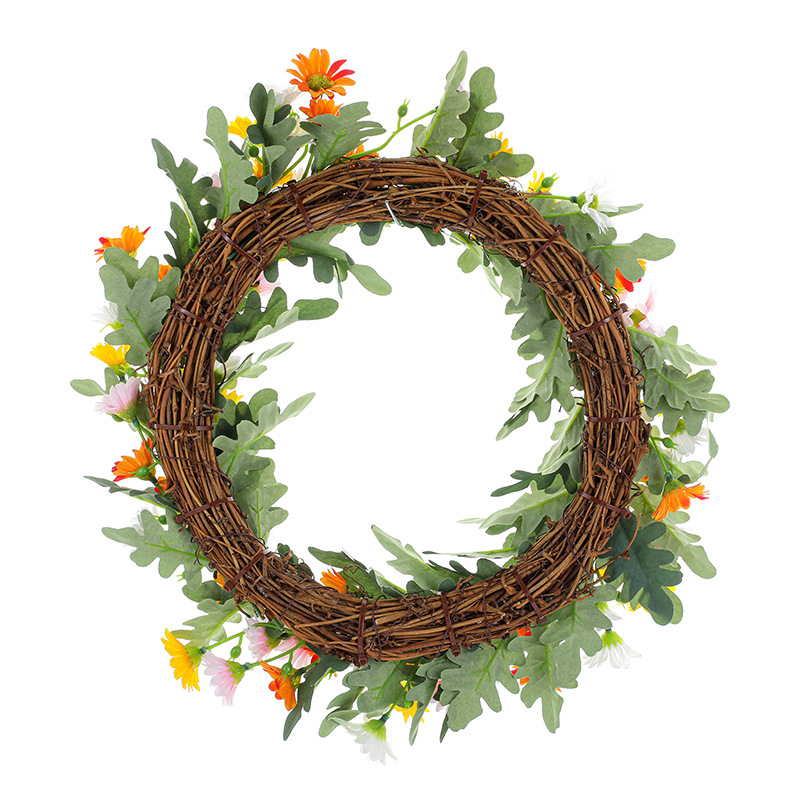 仿真花环挂饰门饰 彩色雏菊小花环 婚礼装饰摄影道具假花绢花