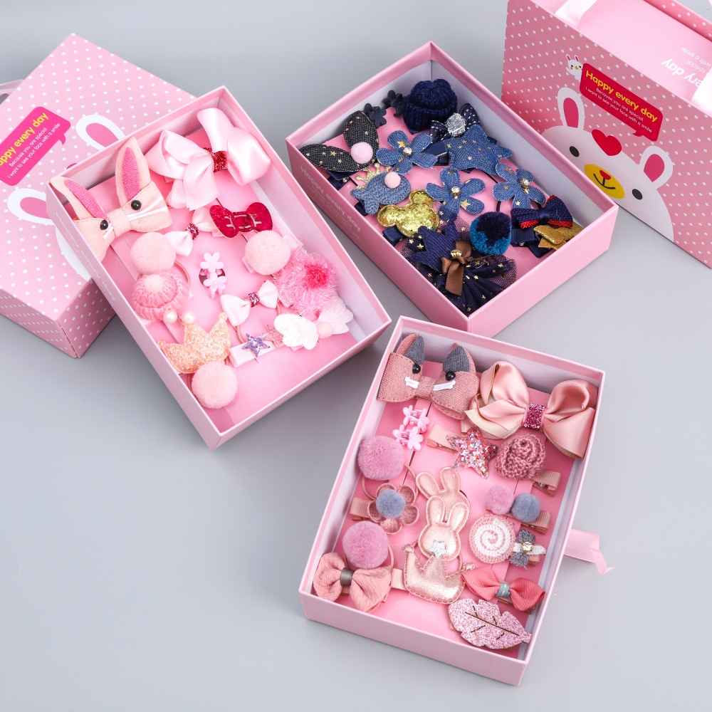 Korean Children Hair Accessories Gift Box Suit Princess Barrettes Side Clip Rubber Band Baby Birthday Present Hairpin Girls Headdress