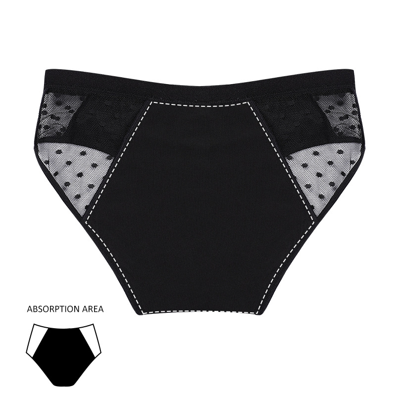 Cross-Border Customized Four-Layer Physiological Underwear Women's Sexy Lace Mid-Waist Leak-Proof Sanitary Panty Menstrual Period Aunt Underwear