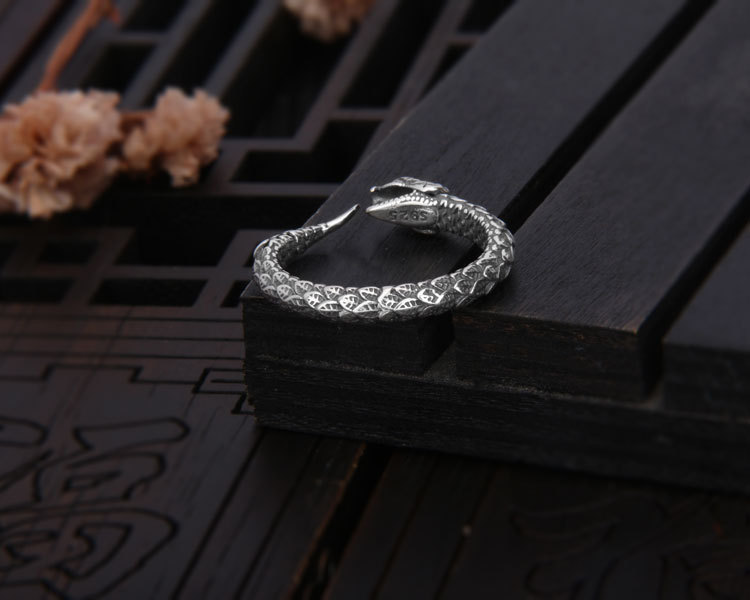 梵银批发小众设计新款活口韩版衔尾蛇戒指暗黑朋克潮男女情侣指环