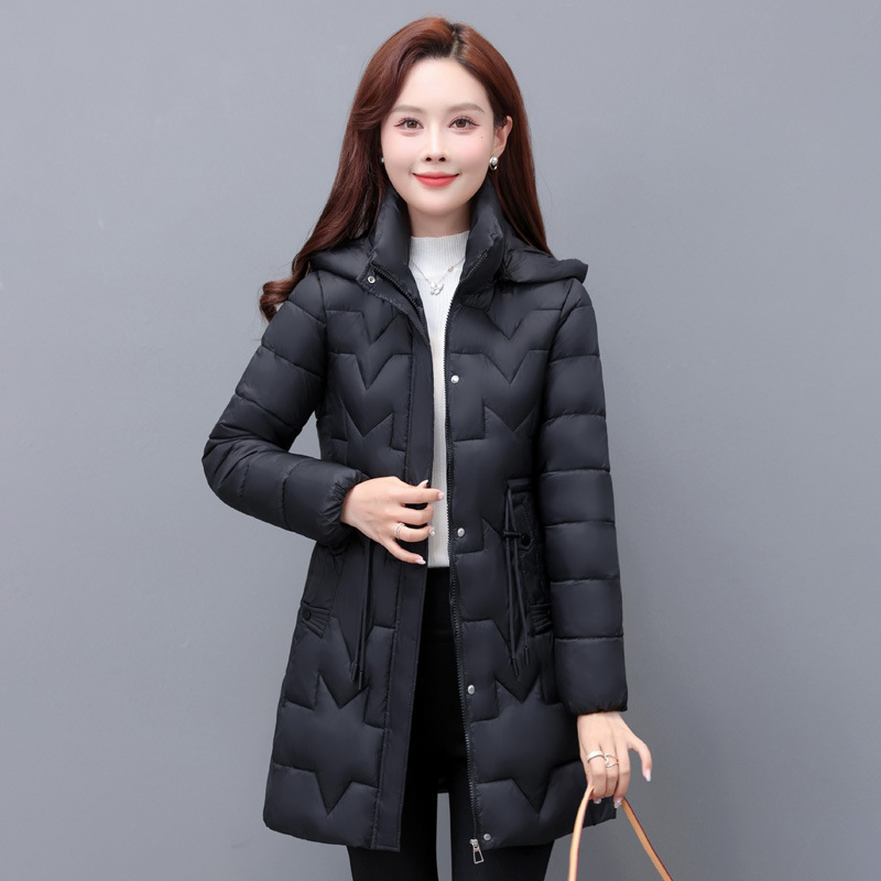 Parqian 2023 Autumn and Winter New Slim Fit Slimming and Fashionable Women's Warm Clothing Ladies Mid-Length Cotton Clothing