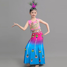 傣族舞服装演出服女童新款儿童少数民族舞蹈孔雀舞表演少儿鱼尾裙