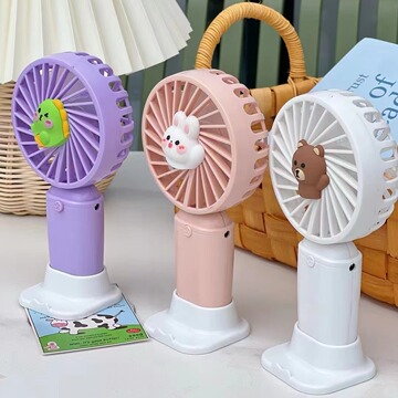 新款嘟嘟怪登山扣手持风扇学生usb充电便携式迷你小风扇logo礼品