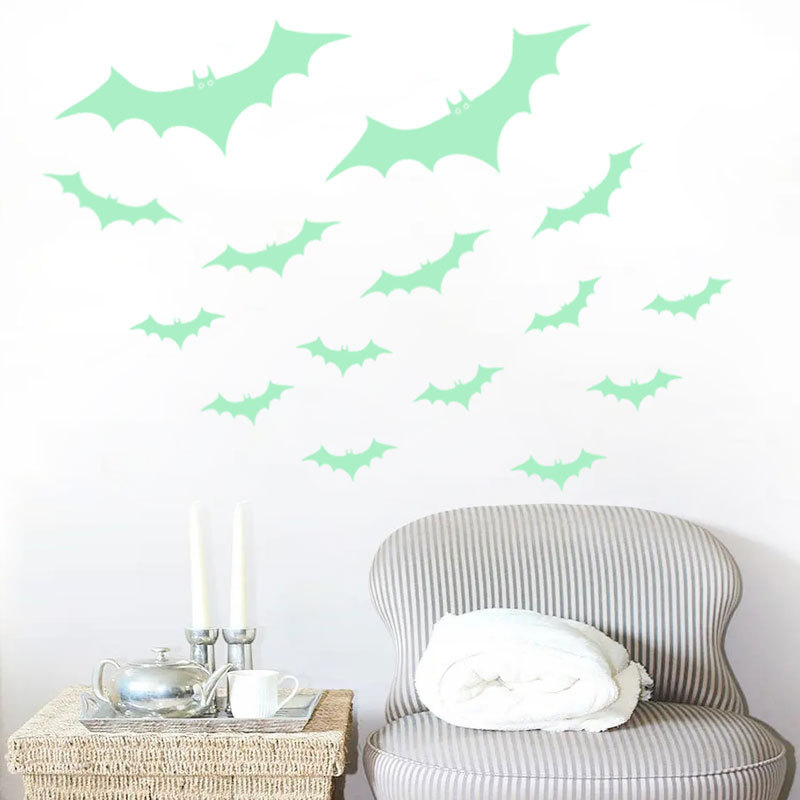 Halloween Luminous Bat Wall Stickers Holiday Decoration Self-Adhesive Fluorescence Sticker New Luminous Bat Stickers