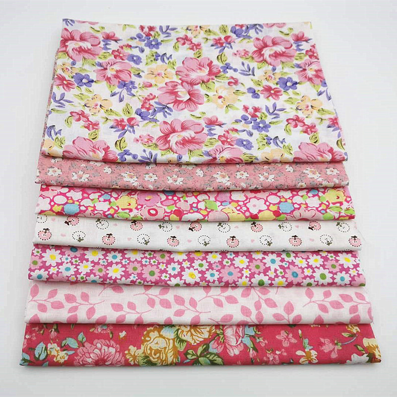 50*50粉色平纹花布纯棉布小碎花手工diy棉布娃娃衣大肠发圈