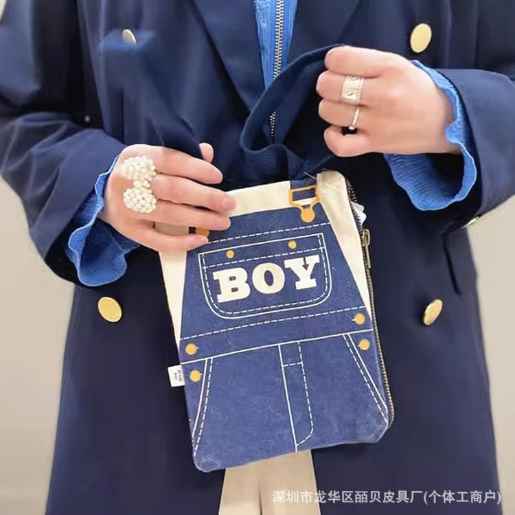 日系卡通潮流新款beams boy衣服造型手提小包帆布收纳包手机包