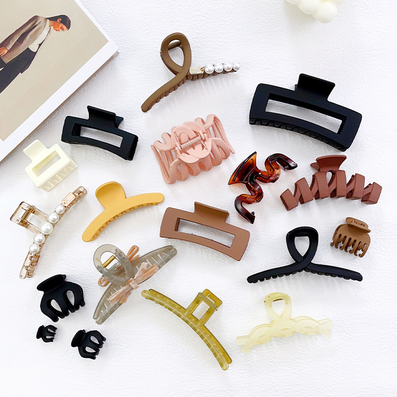 ins frosted large hair clip simple shark clip back head updo hair claw high ponytail fixed big clip wholesale