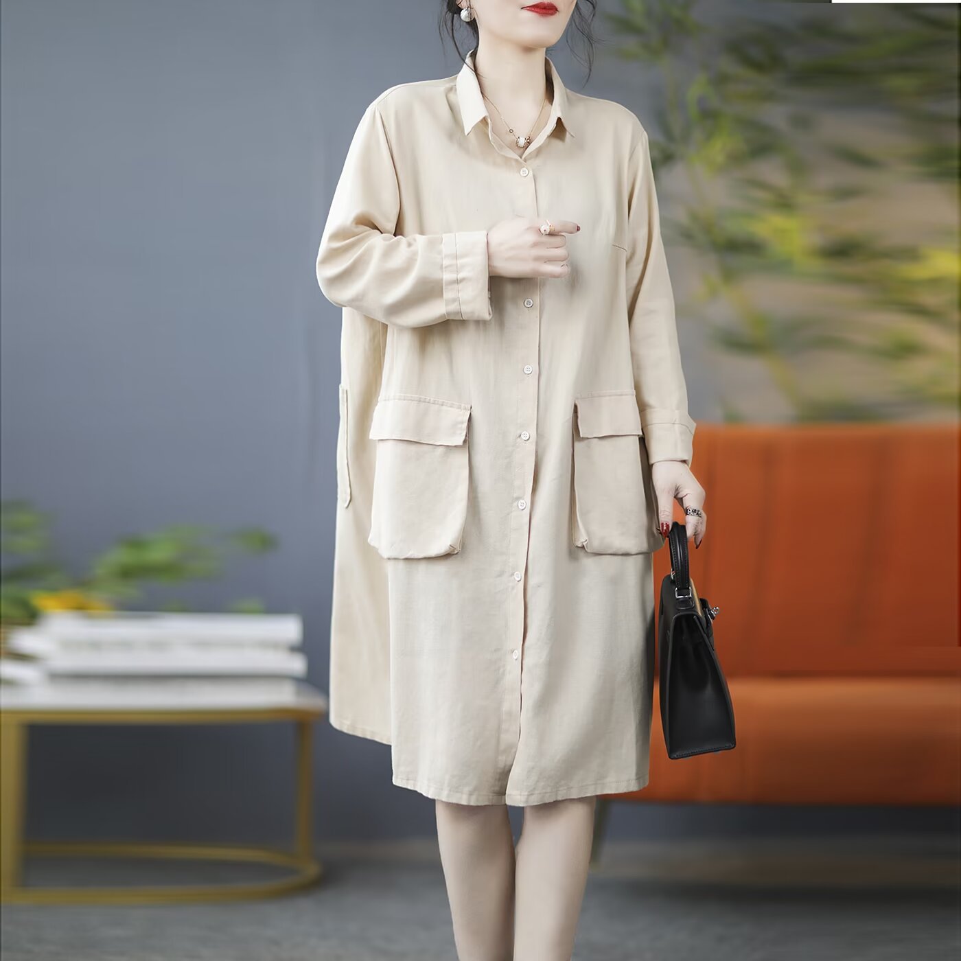 2024新款复古风格独特大气时尚个性优雅中长裙工厂批发-阿里巴巴