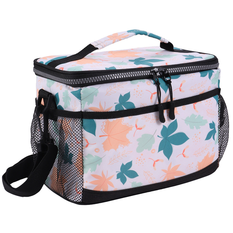 Digital Printed Flowers Pattern Insulated Bag Outdoor Portable Lunch Bag Camping Cold Preservation Ice Pack Portable