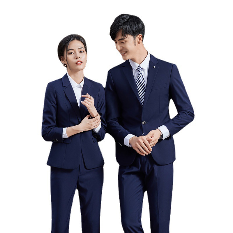 高端男女同款工作服长袖西装套装定做银行4s店销售员企业西服定制