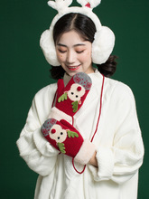 情侣手套加厚圣诞节礼物小鹿毛线手套女可爱冬季韩版学生骑行保暖