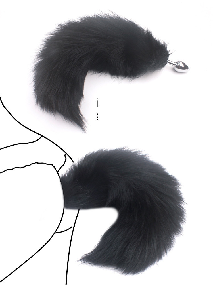 黑靓丽狐狸尾巴后庭肛塞金属肛塞夫妻快乐情趣用品 成人用品