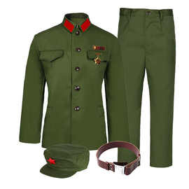 正宗65老军装涤卡老式的确良怀旧聚会绿军装套装男女