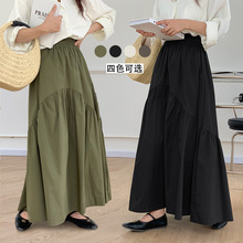 跨境外贸原单日系设计感拼接半身裙女夏季复古长裙宽松显瘦鱼尾裙