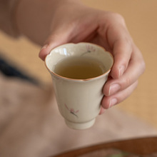 手绘茶杯功夫茶具品茗杯纯色釉主人杯家用单杯陶瓷喝茶新中式闻香