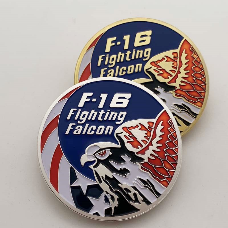 代发 定制徽章美国f16战斗机镀金纪念章 礼品工艺金币硬币纪念币