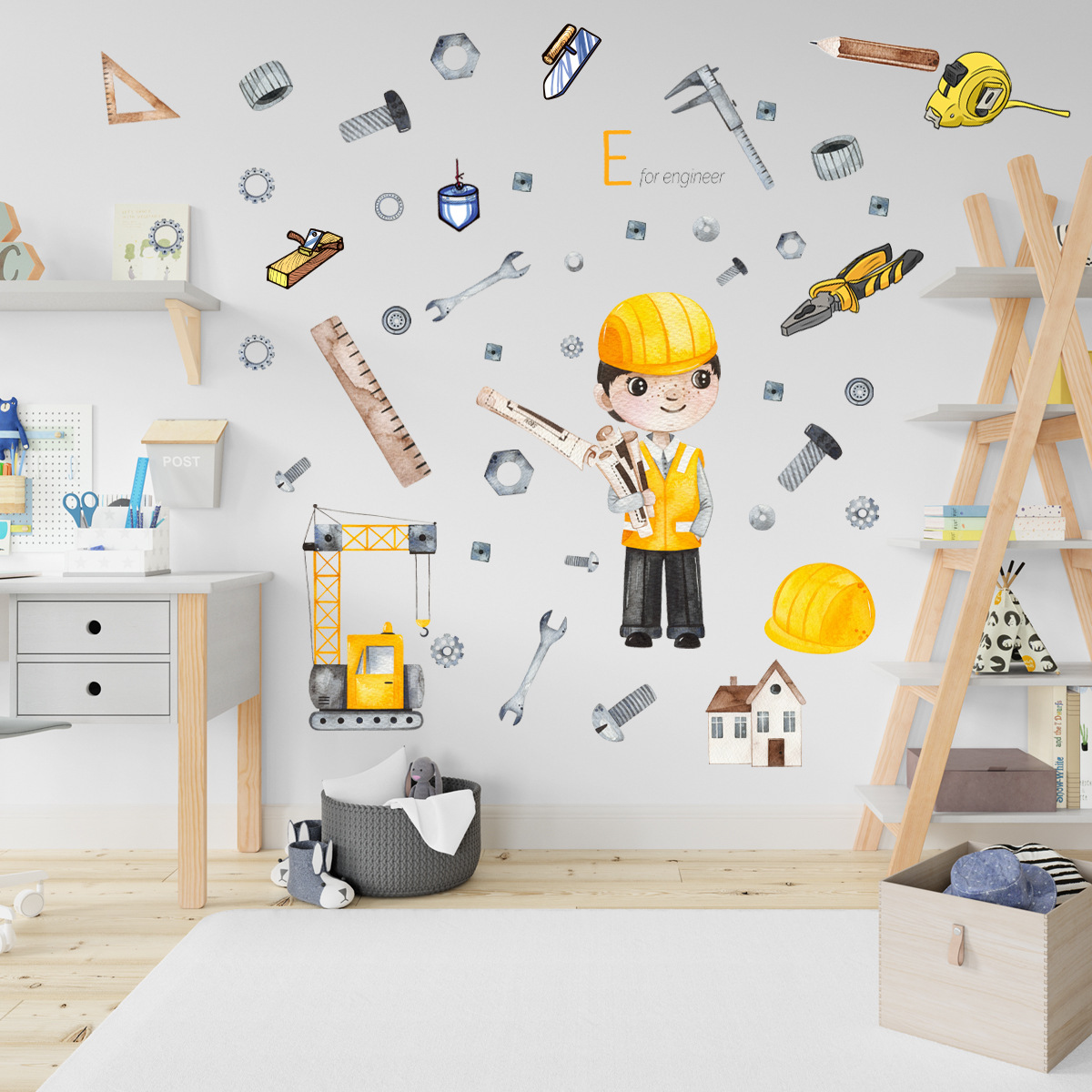 zsz1639创意小小工程师墙贴客厅卧室儿童房背景墙diy装饰墙贴画