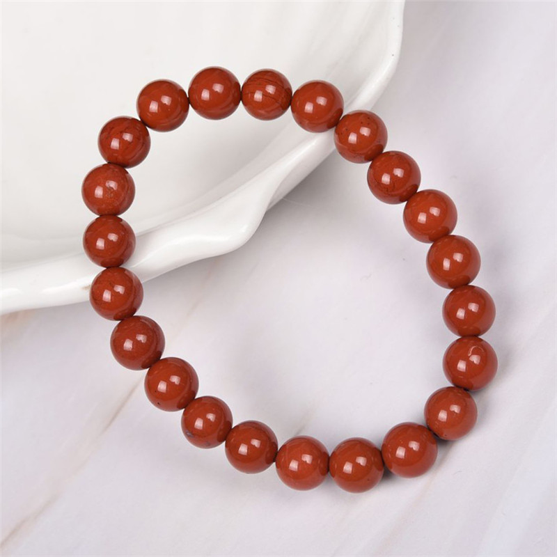 富宏水晶天然红竹石玛瑙单圈圆珠8_14mm手串男女款简单时尚饰
