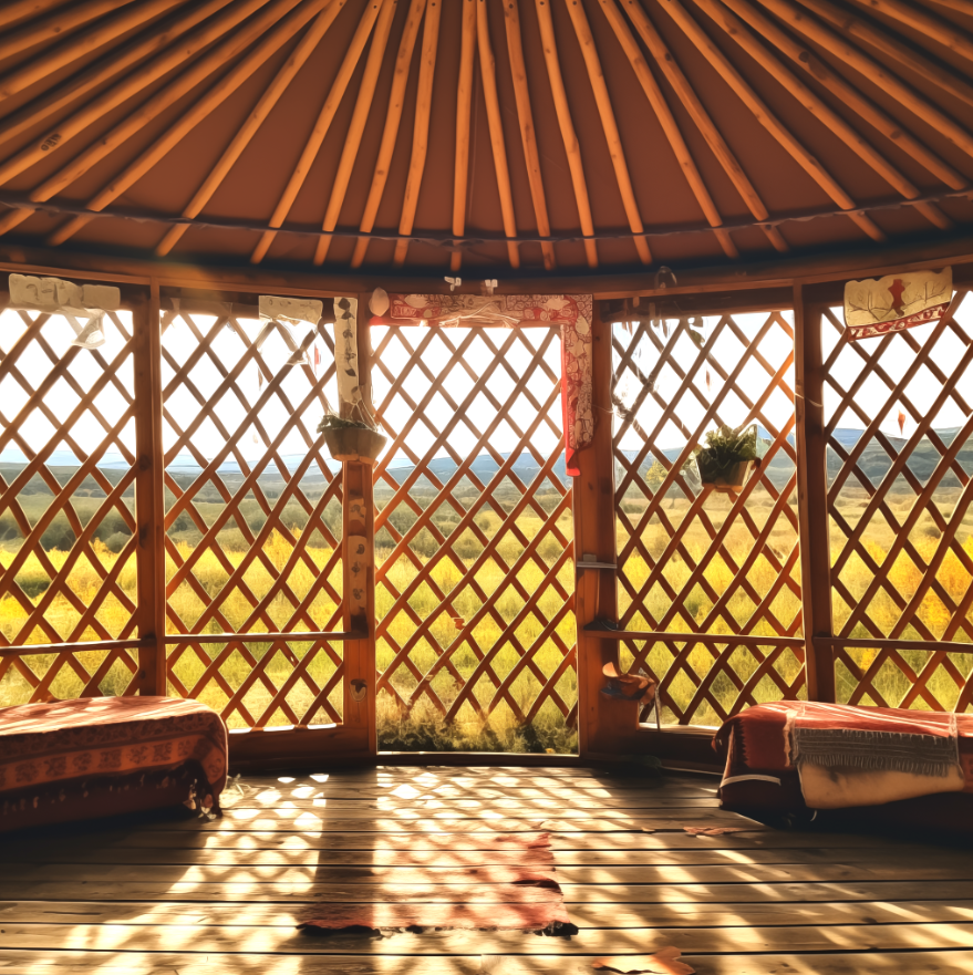 装饰3d蒙古包内景牛群羊群草原牧场蒙古包直播牛羊马背景墙风景