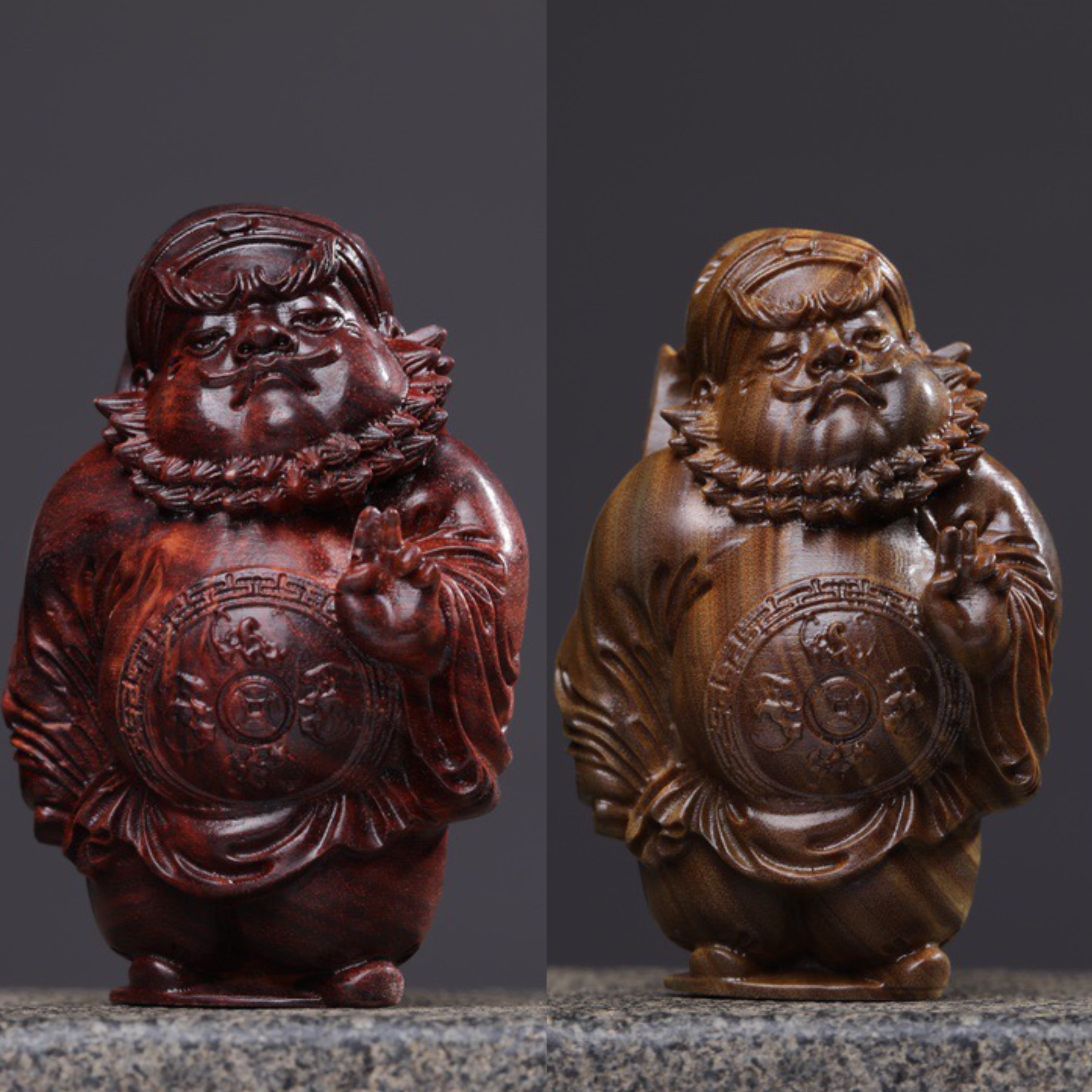 天然绿檀木雕钟馗降魔师手把件摆件紫檀木钟馗把玩件文玩男士