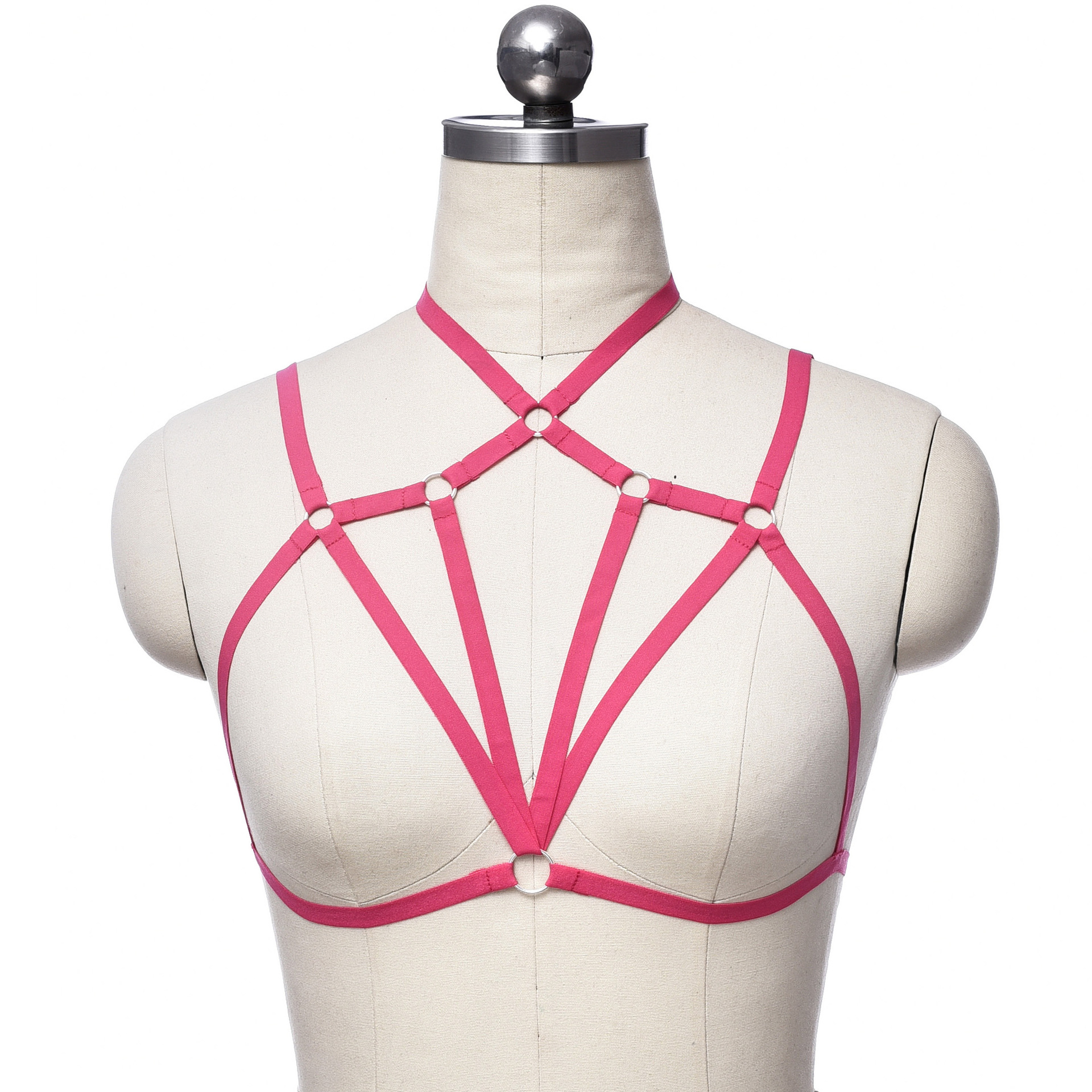 Zhuru European and American Sexy Lace-up Bra Fashionable Solid Color All-Matching Halter Harness Sexy Lingerie Cross-Border S0002