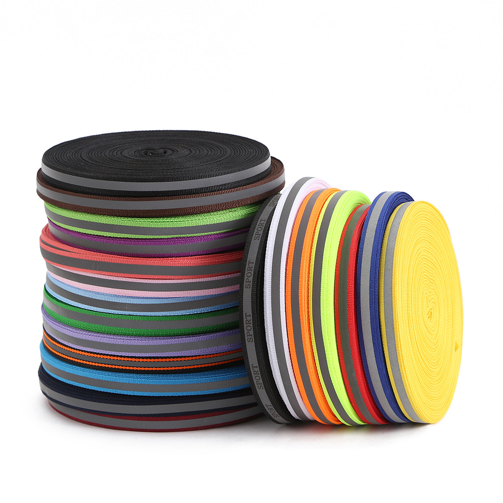 涤纶反光织带制服环卫服运动服反光带警示带荧光色反光材料批发