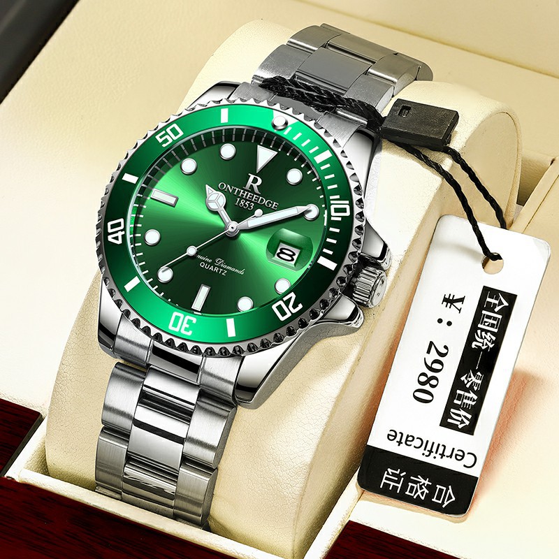 Ruizhiyuan Brand Watch Cross-Border Foreign Trade Lao Luminous Waterproof Lux Green Submariner Watch Men‘s Quartz Watch Men‘s Watch