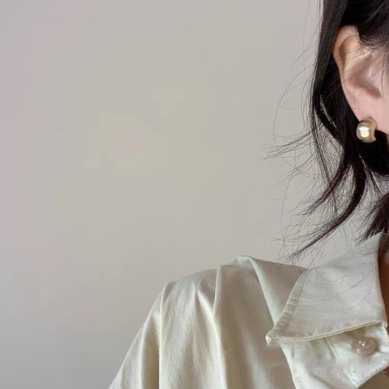 Matte Earrings High-Grade Light Luxury Minority Retro Sterling Silver Needle Earrings for Women 2023 New Fashion Earrings