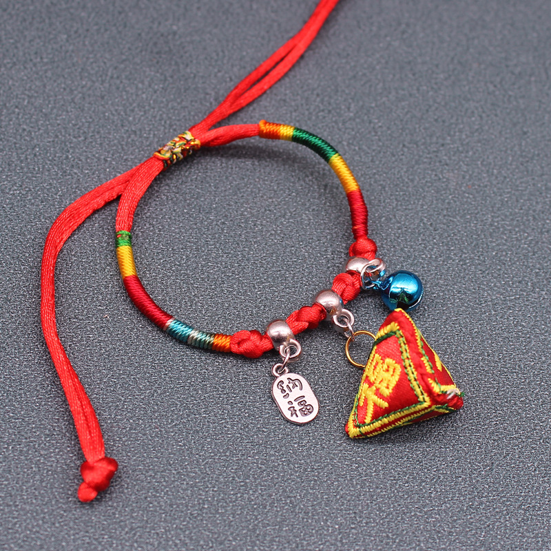 Dragon Boat Festival Colorful Rope Zongzi Bracelet Hand-Woven Children Student Blessing Naji Tiger Head Sachet Red Hand Strap