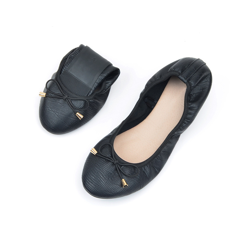 lady shoe Foreign Trade Spring and Summer Egg Roll Shoes 2023 Casual Soft Bottom Shallow Mouth Single-Layer Shoes Female Pregnant Women Bow Black Women's Shoes