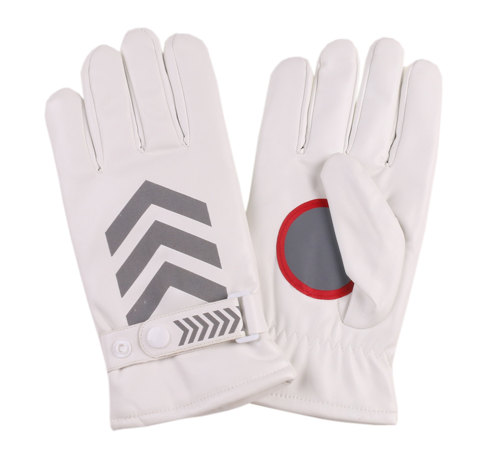 冬季男士骑行皮手套交通指挥保安执勤反光手套巡逻加绒保暖手套