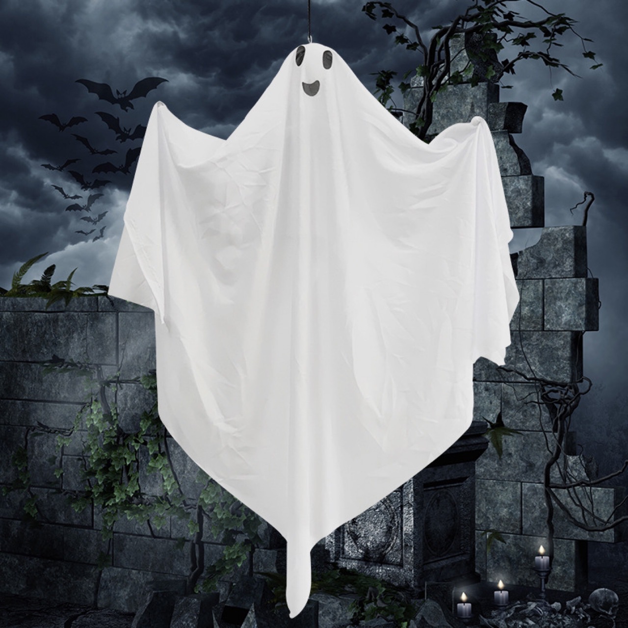 万圣节吊鬼幽灵鬼恐怖挂件密室逃脱鬼屋装扮道具白色小吊鬼跨境