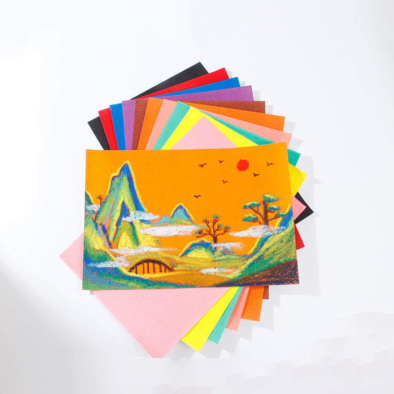 雅飞8k4k16ka4彩砂纸彩色黑色砂画纸 儿童创意美术涂鸦油画棒砂纸