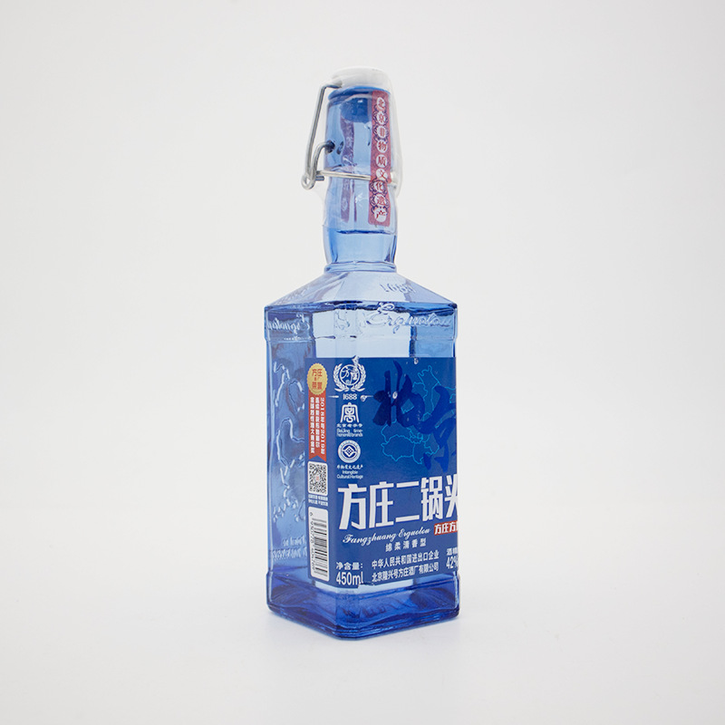 方庄北京二锅头纯粮清香型白酒蓝标版42度450ml*12瓶/箱-阿里巴巴