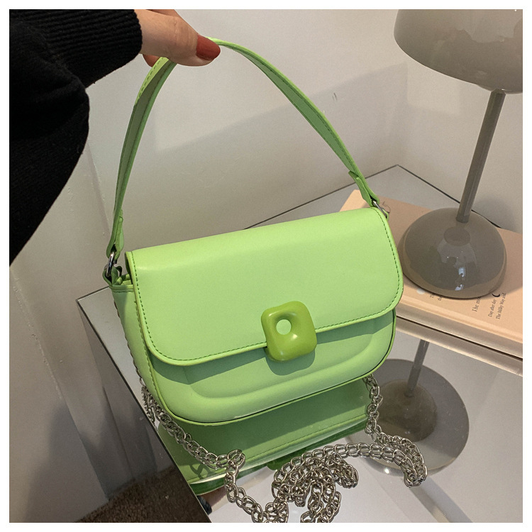 Solid Color Small Bag 2023 New Style French Style Shoulder Messenger Bag Women's Fashion Casual Summer Chain Handbag