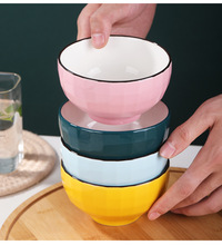 釉下彩4.5寸彩色钻石碗  创意网红米饭碗 日式ins风陶瓷碗 家用陶