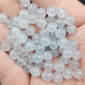 海蓝宝圆珠玉石散珠浅蓝色石英岩玉手链项链饰品配件手工玉珠子
