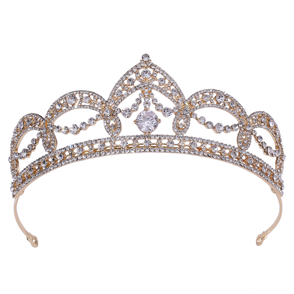 韩式新娘新款奢华镶锆石发饰 结婚婚礼头饰公主王冠摄影造型皇冠