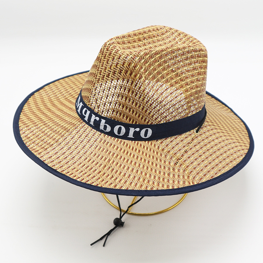 Straw Hat Men's Summer Outdoor Fishing Flat Brim Big Brim Sun-Proof Sun Protection Seaside Beach Western Cowboy Hat Sun Hat