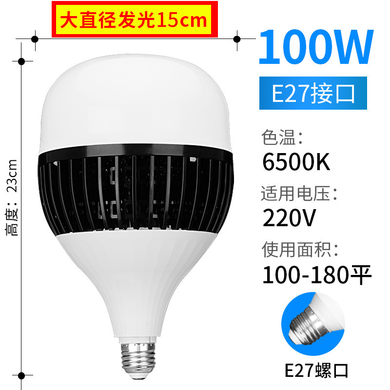 Super Bright Led High-Power Bulb Wholesale Energy-Saving Lamp E27 Screw Mouth Household 200W Globe Factory Workshop Library Lighting