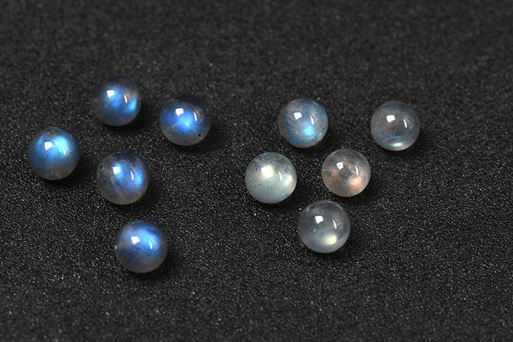 a天然蓝灰月光石散珠子拉长石圆珠diy水晶编织手链串珠包单珠