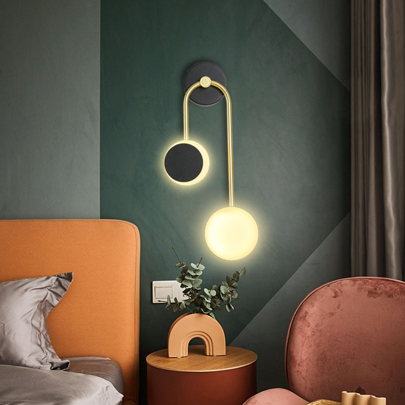 床头卧室黑金大气壁灯 北欧轻奢创意客厅背景墙led走廊灯具室内灯