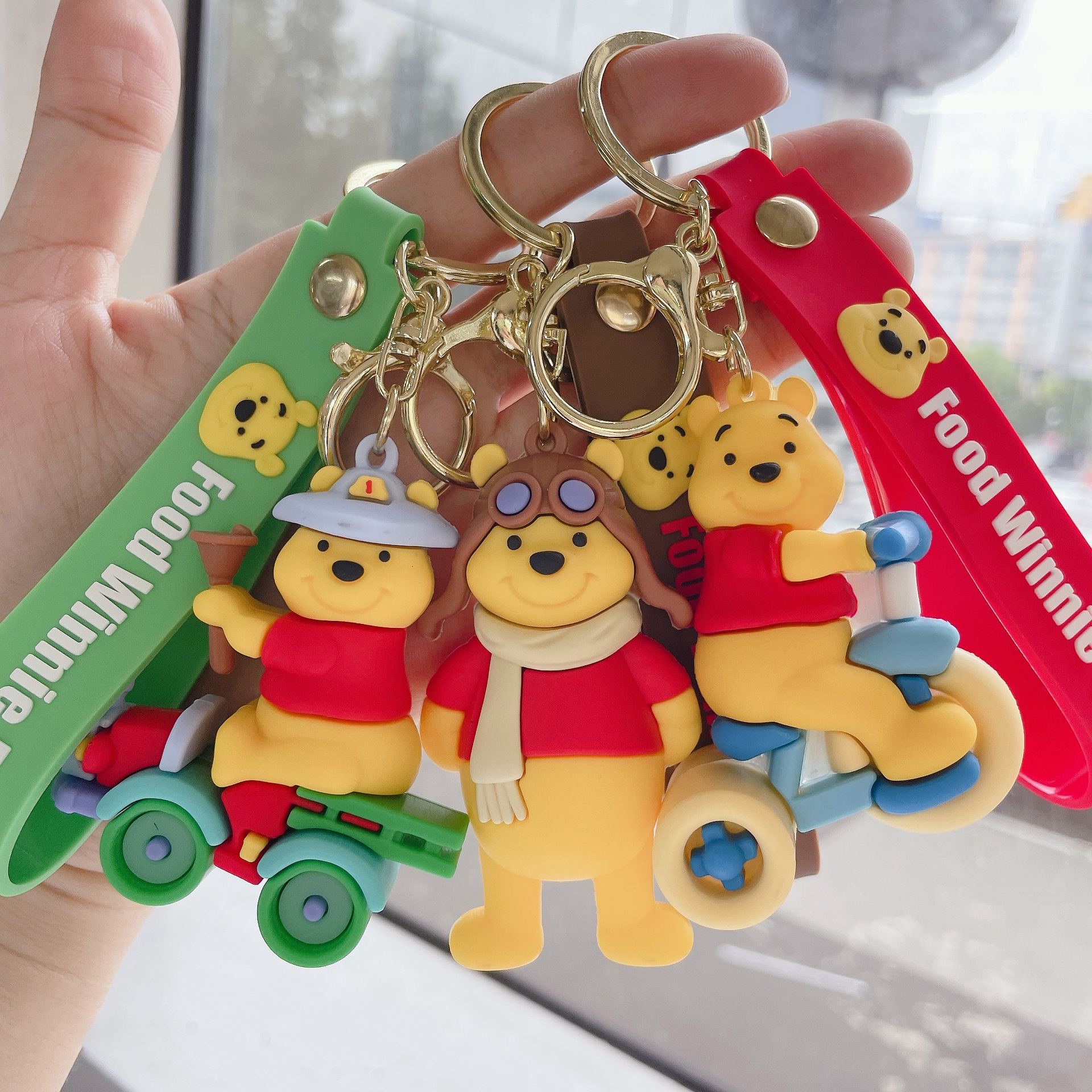 Creative Cartoon Sports Pooh Bear Keychain Doll Cute Car Key Chain Schoolbag Pendant Small Gift Wholesale